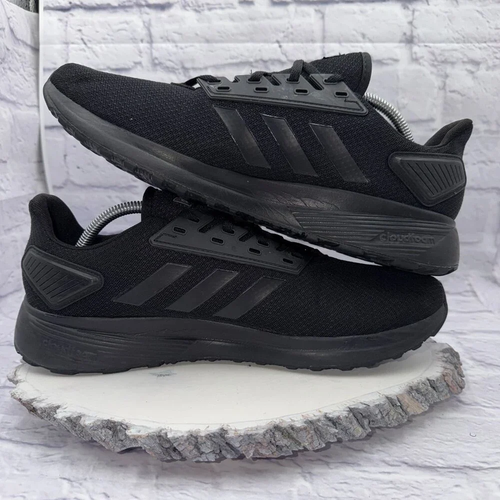 Adidas Duramo 9 Mens Size 12.5 Triple Black Walking Running Shoes Sneakers - Picture 10 of 14
